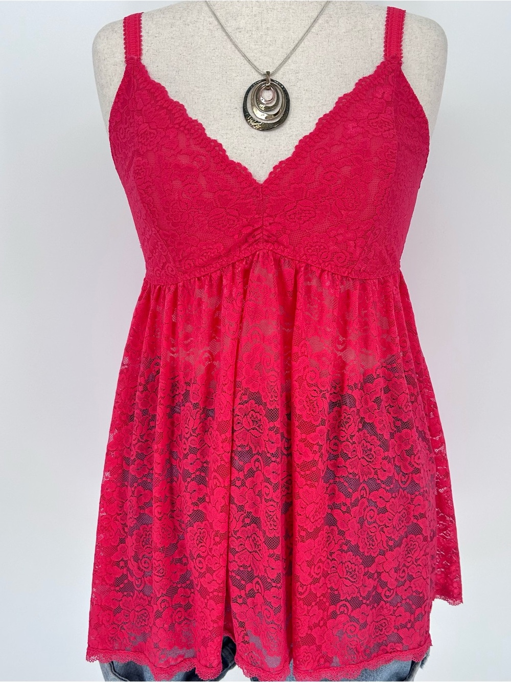 Y2K Red Lace Babydoll Lingerie Tank Top Slip Dress Coquette Fairy